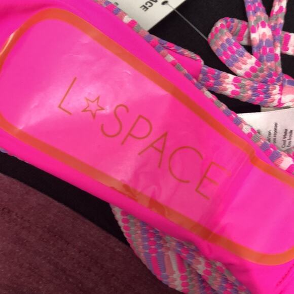 L*Space Bikini Swimsuit Brittany Top Lennox Bottom Electric Pink Stripe XL NWT - Picture 11 of 12